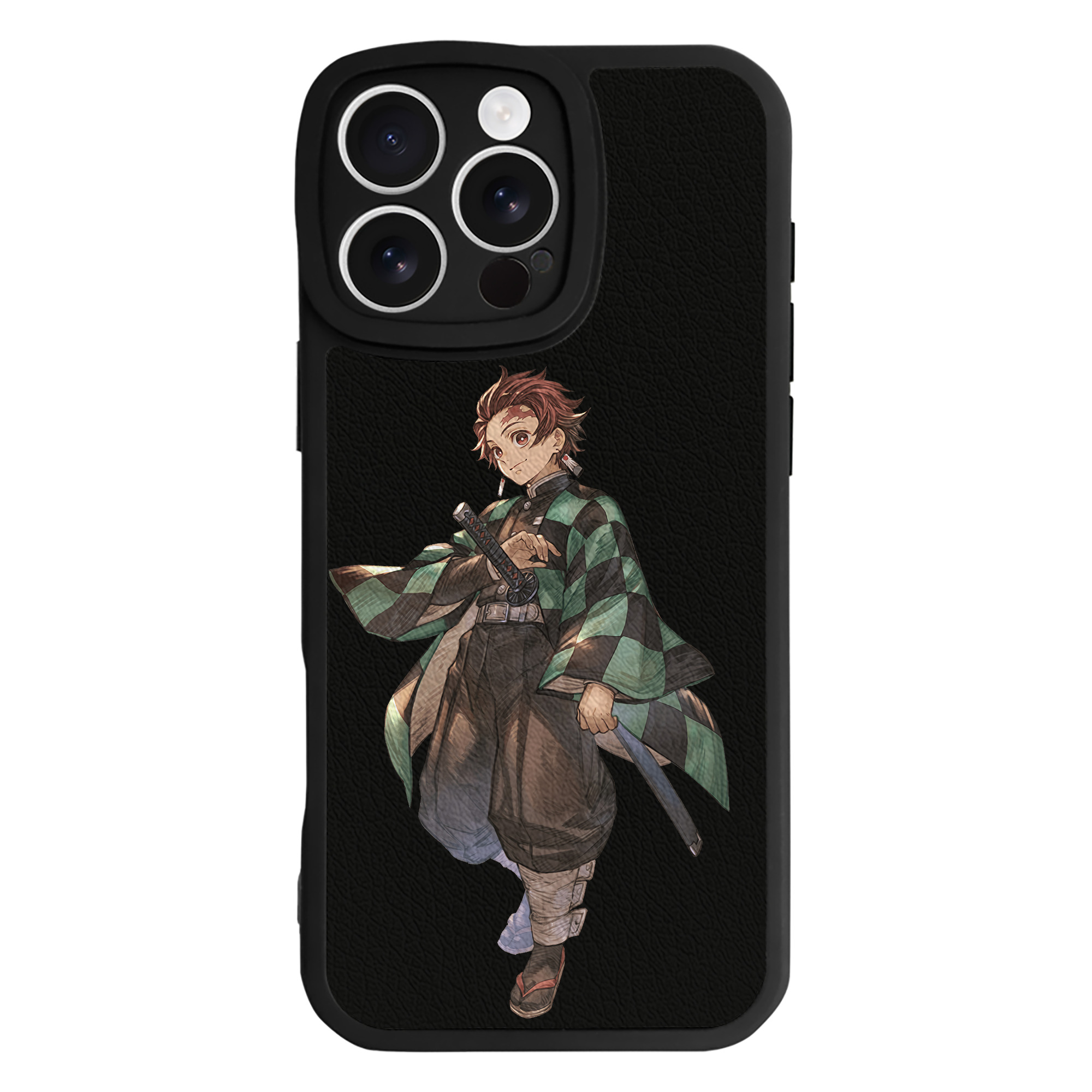 （画像用） 鬼滅の刃 竈門 炭治郎／かまど たんじろう Kamado Tanjirou 【iPhone 16シリーズ対応】シリコンスマホケース（レザー調） 材質：シリコン